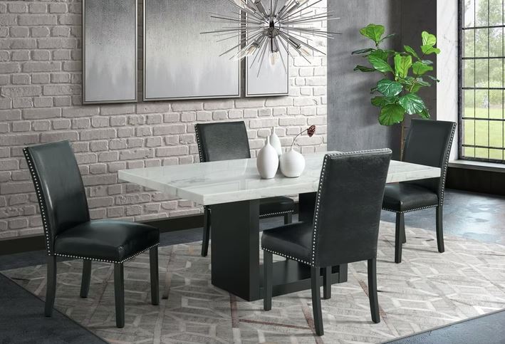 Damon White Leather PU Dining